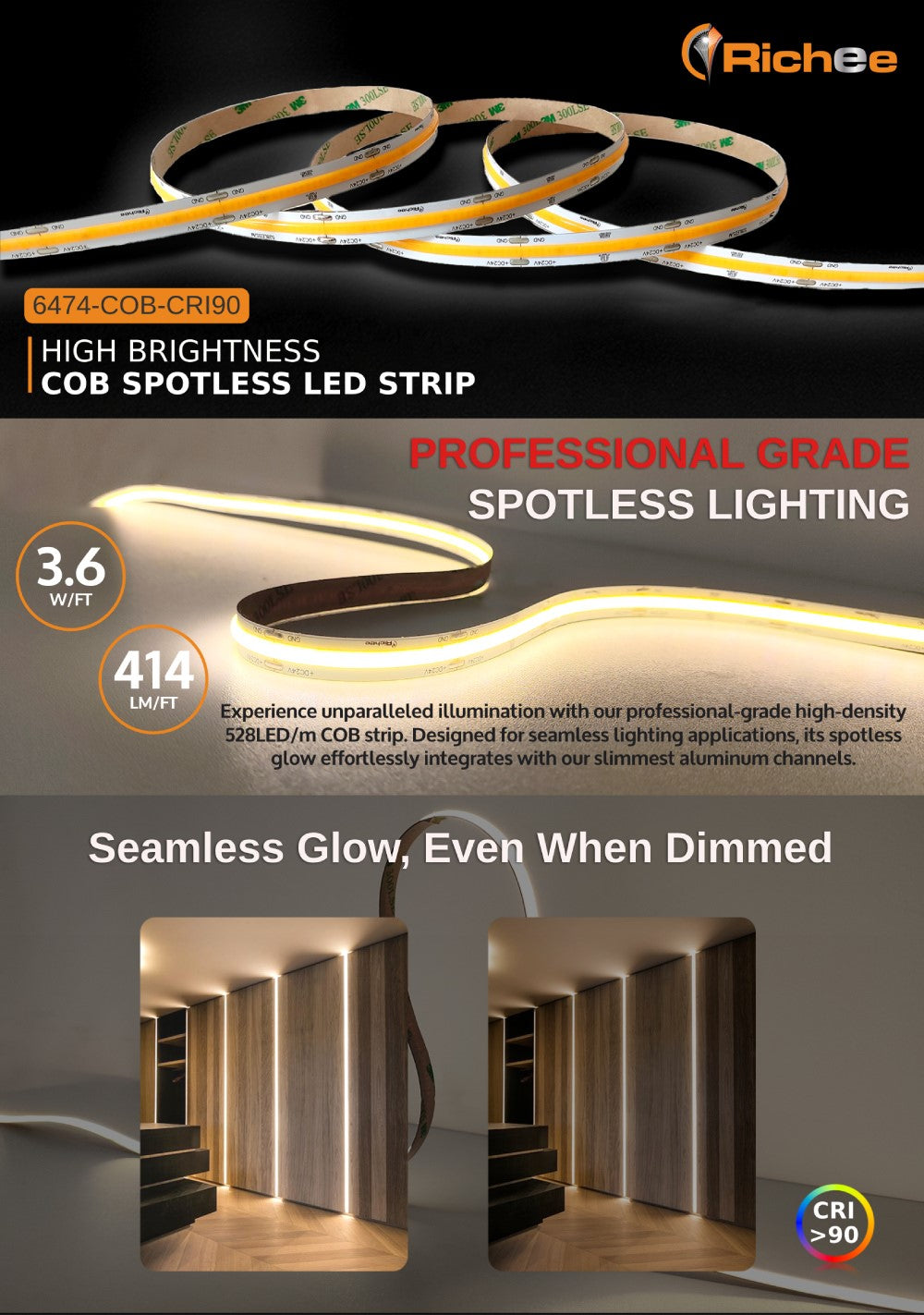 LED COB Strip 6474-30K-24V