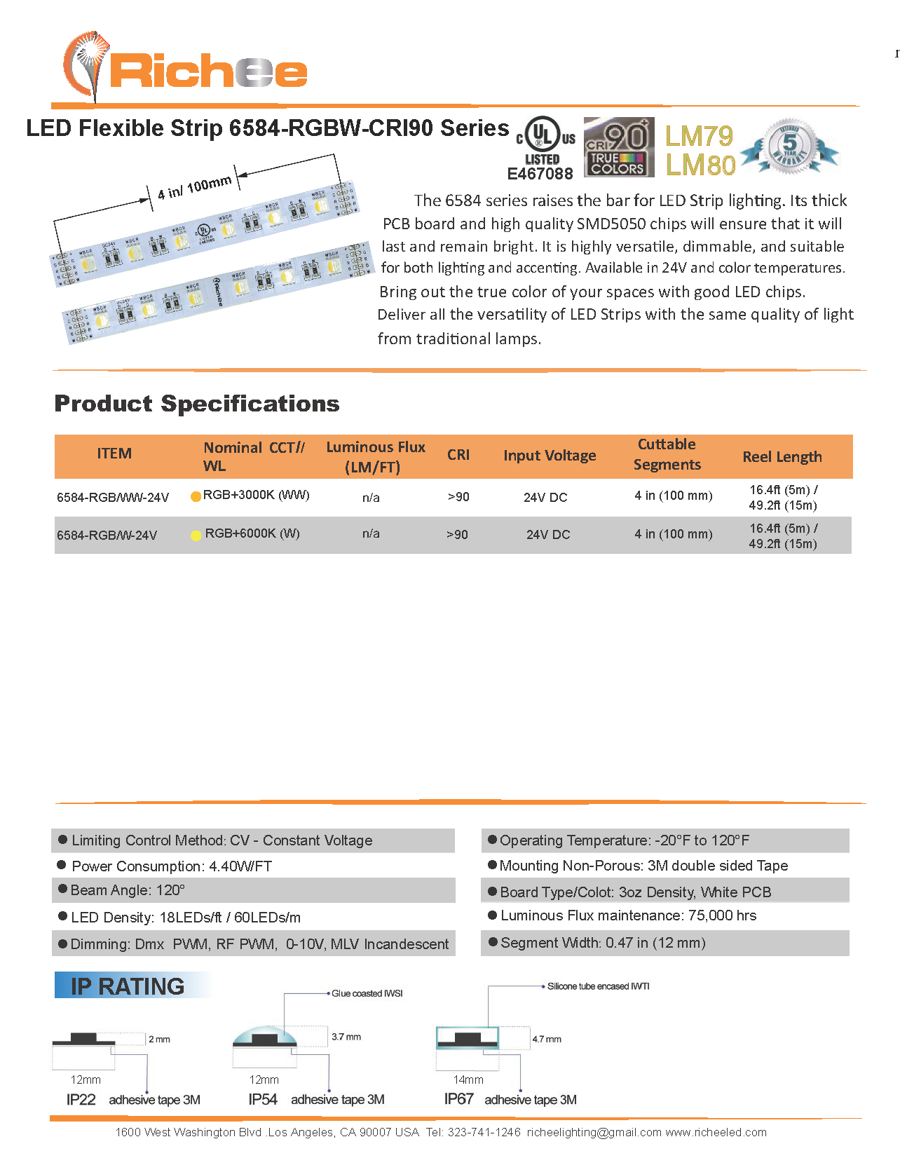 Color Changing True White RGB/3000K 24V 4.4W
