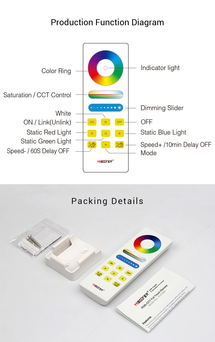 1 Zone Mi Light RGB+CCT Remote
