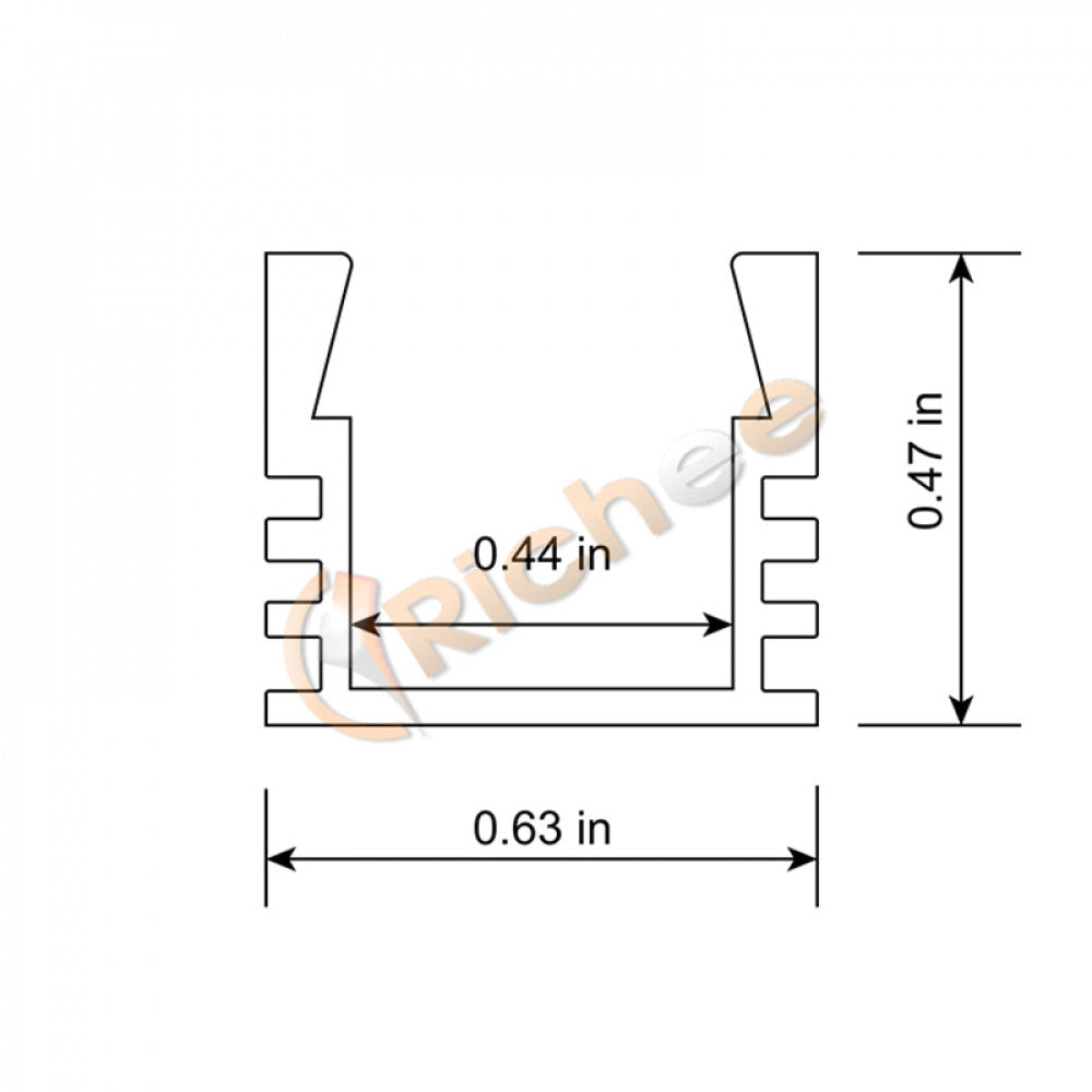 5/8" Thin Square Led Aluminum Channel 9633-B