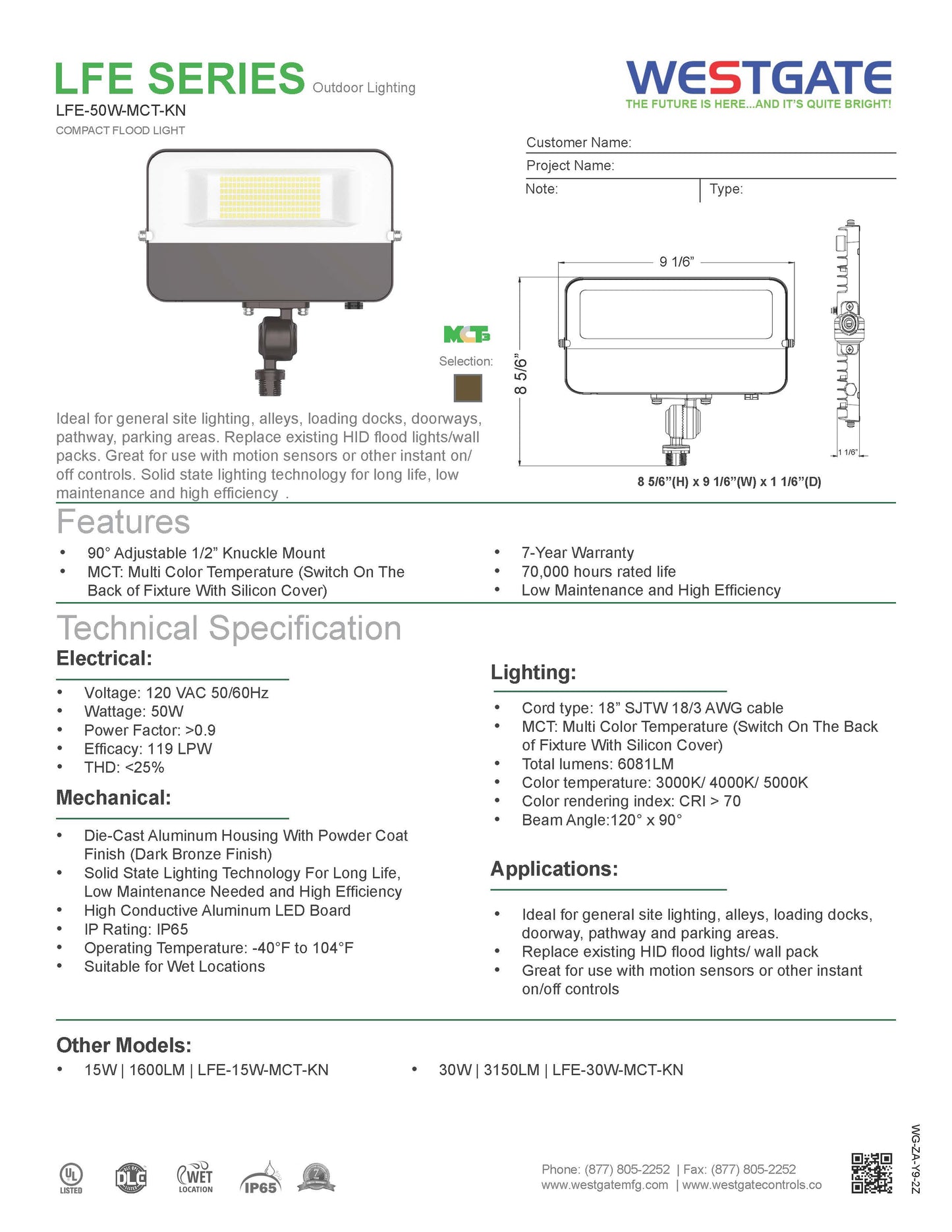 LED Compact Flood Lights - 50W