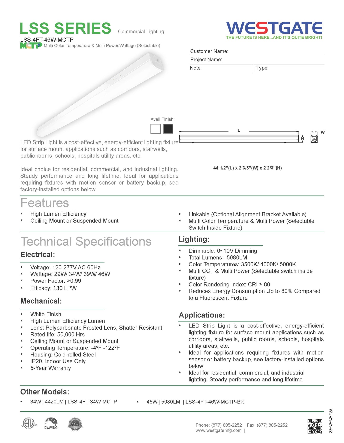 High-Lumen CCT & Power Adjustable Linear Strip