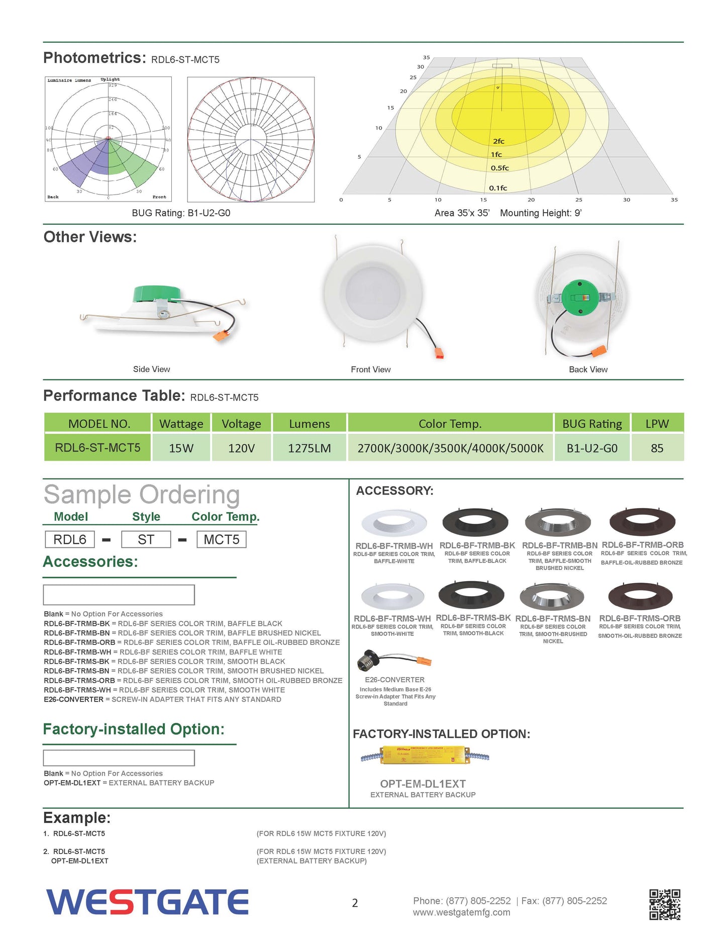 LED Multi-CCT Recessed Light with Smooth Trim, 15W