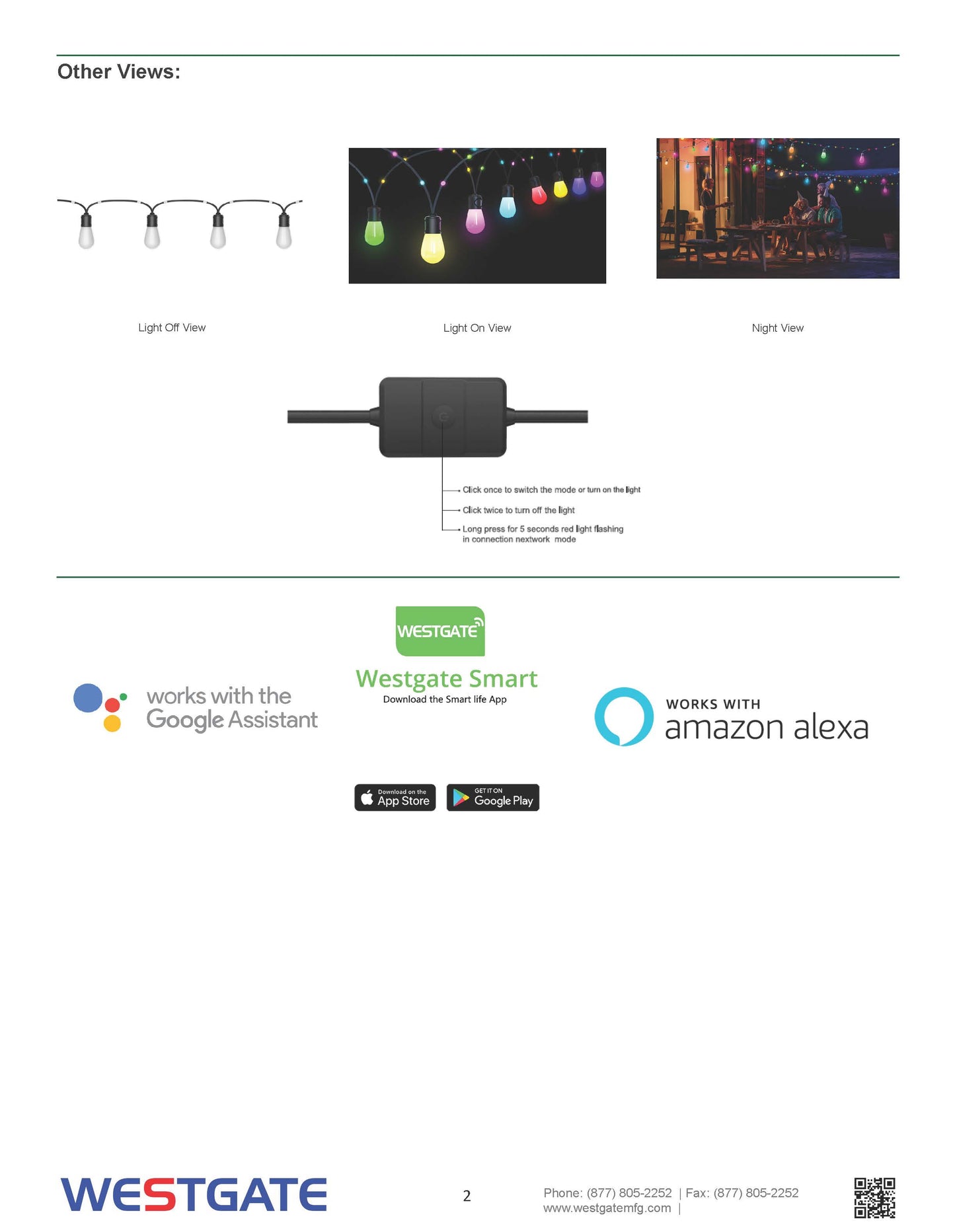 Lantern Outdoor RGB-IC Bluetooth App Controlled String Light, 12W