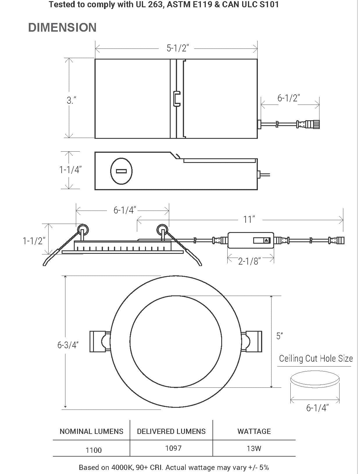 6 Inch Fire Rated Round Slim LED with Easy Color SeleCCTor - FS-RL675-CCT