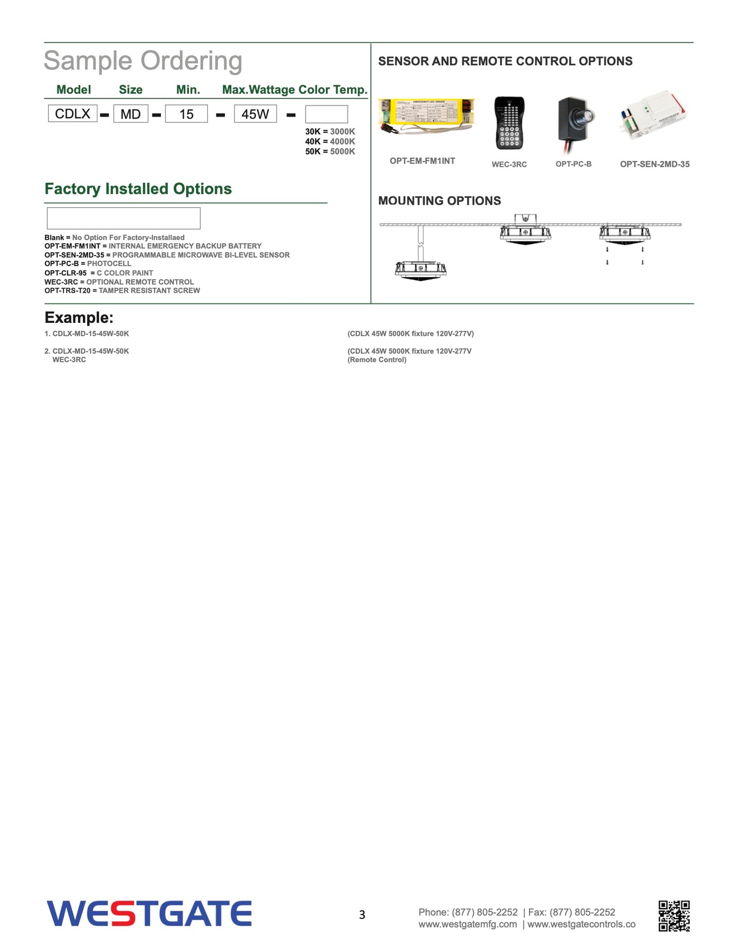 CDLX LED Power Adjustable Low Profile Canopy/Garage Light