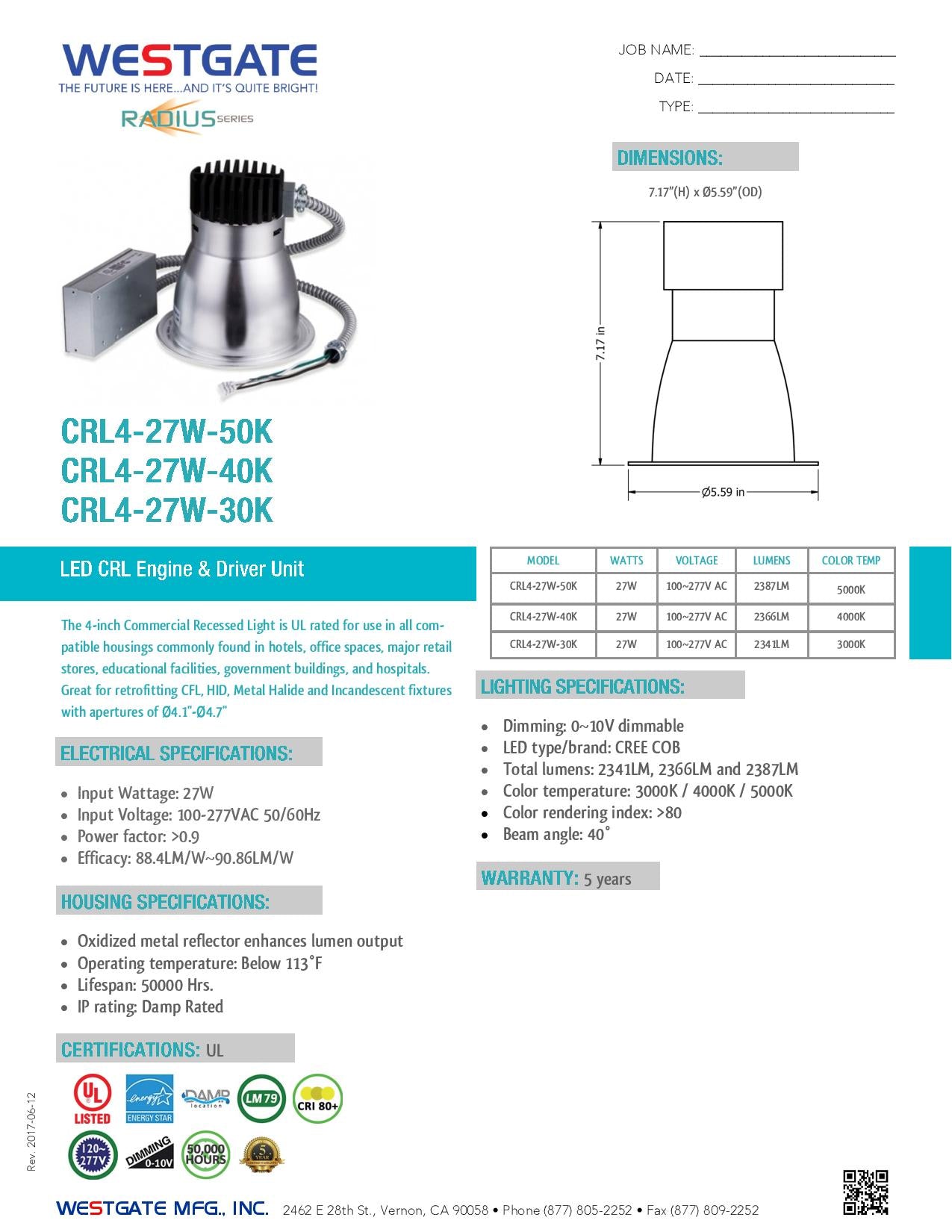 4inch LED Commercial Recessed Lights - Westgate