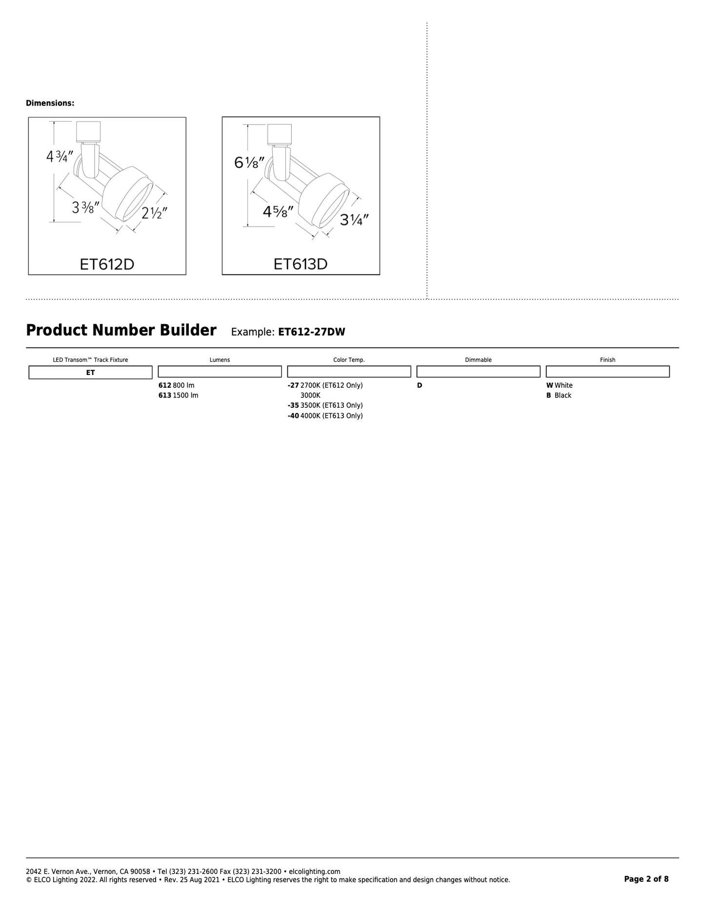ELCO Track Light LED Transom White
