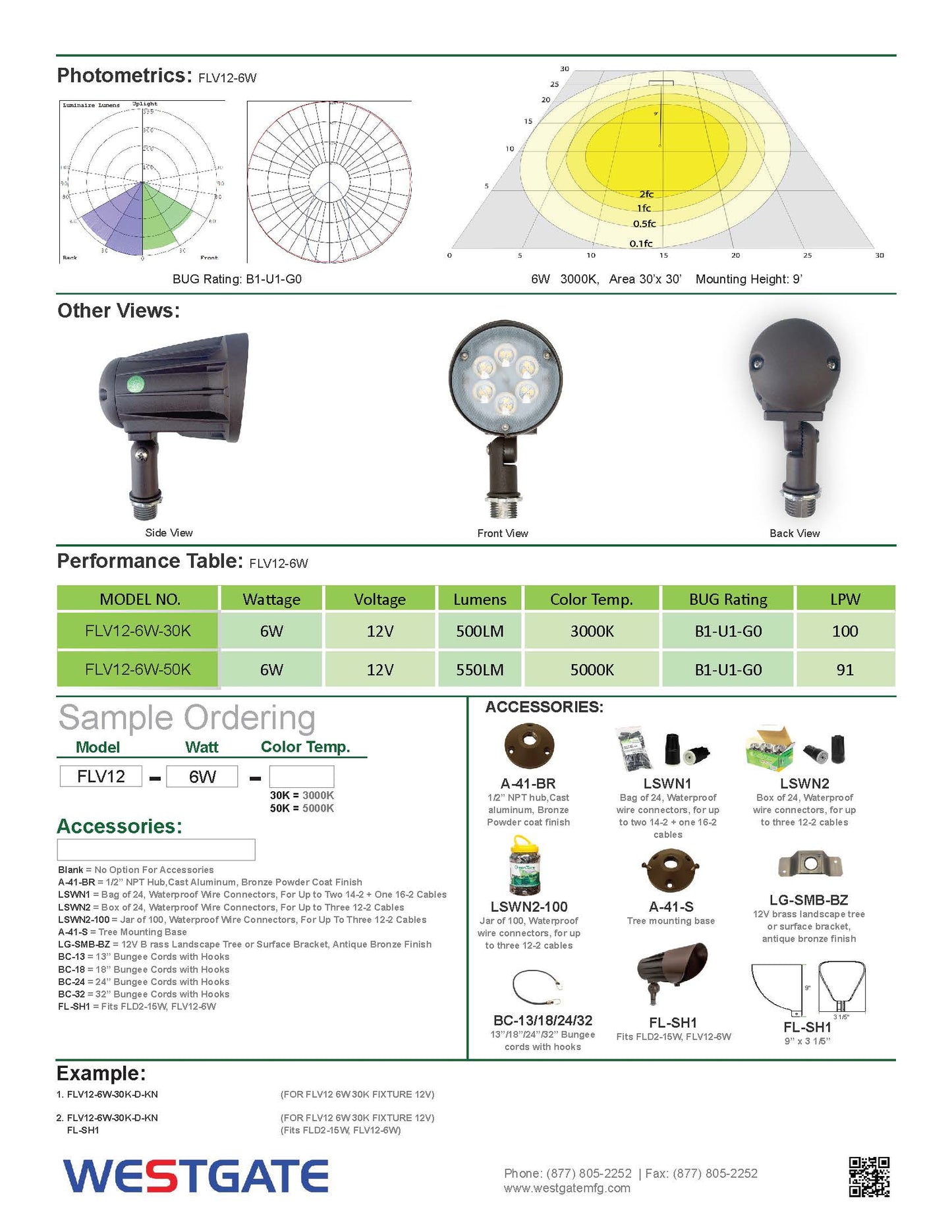 LED Bullet Flood Light - FLV12-6W