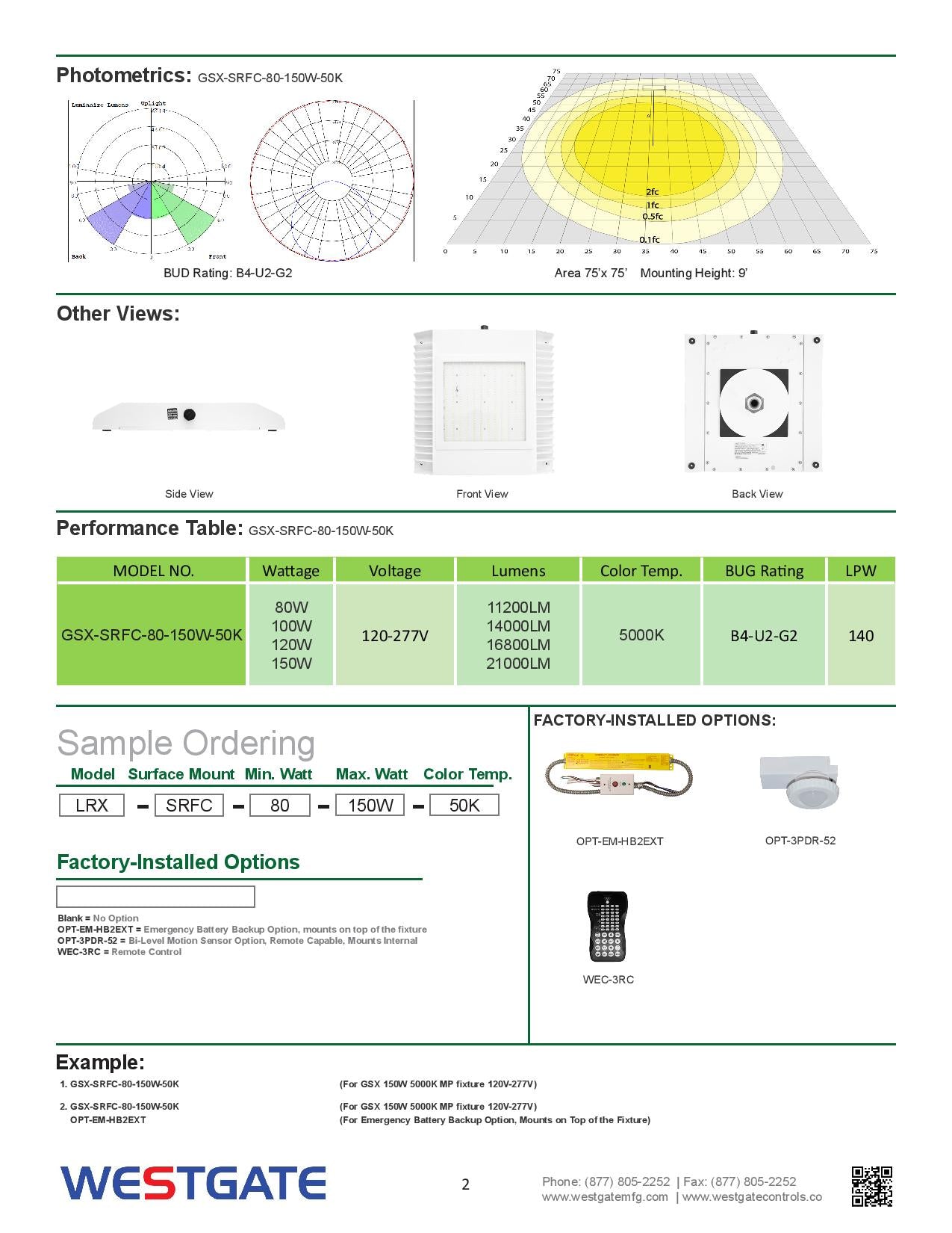 LED Multi-Power Surface Mount Gas Station Canopy Light
