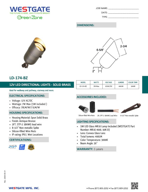 LED Directional Light LD-174-BZ-LEDB