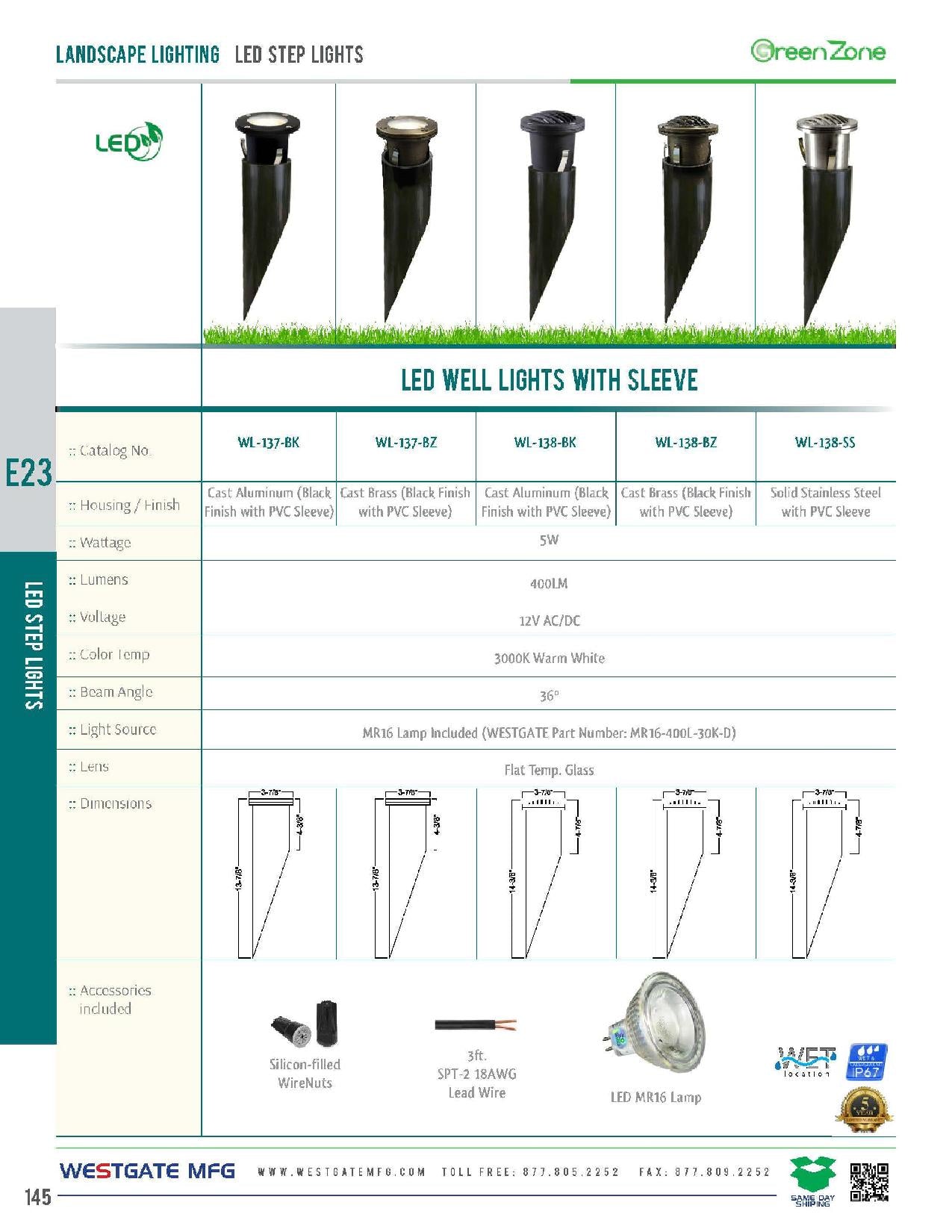 Well Lights with Sleeve & LED Lamps