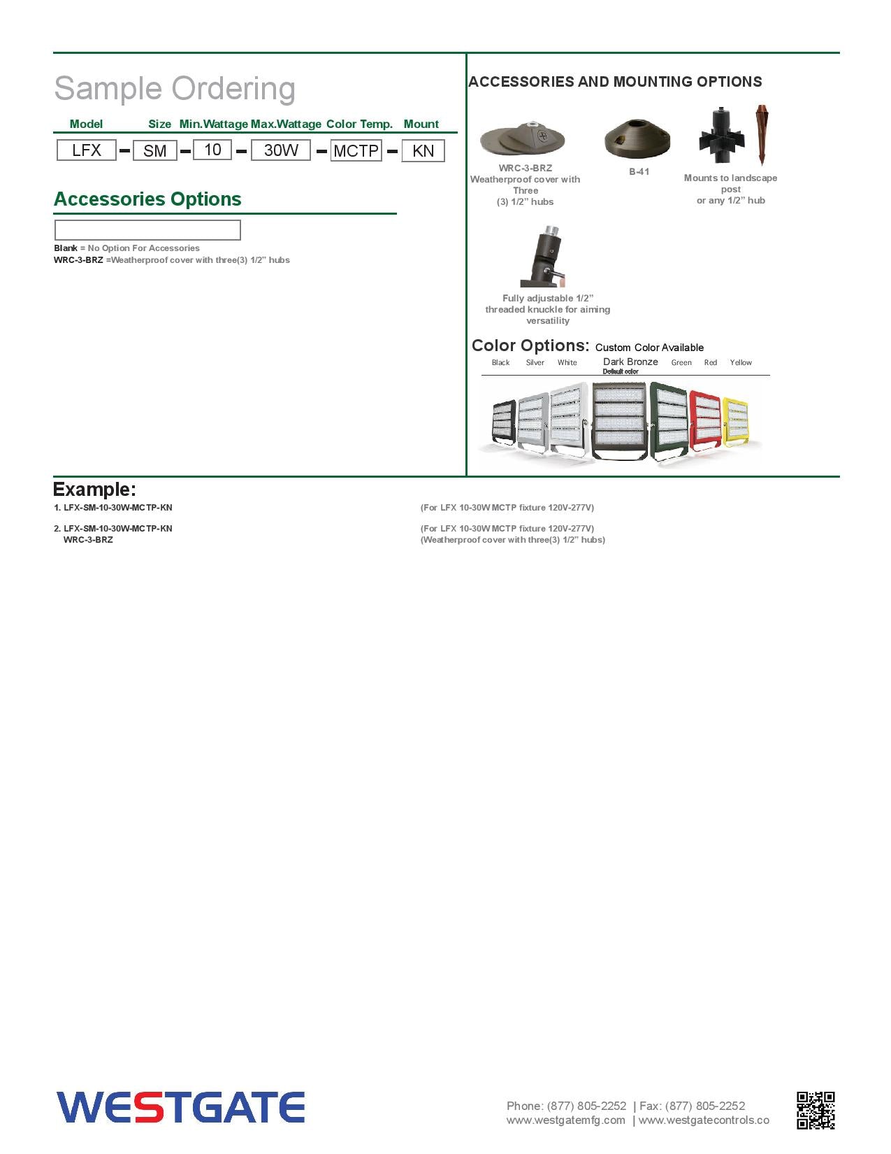 LFX LED Small Multi-Power & Multi-CCT High Lumen Flood Light with 1/2" Knuckle - Westgate