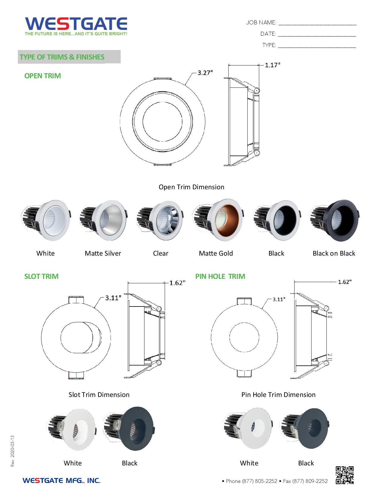 LED 3" Architectural Winged Recessed Lights - Open Trim