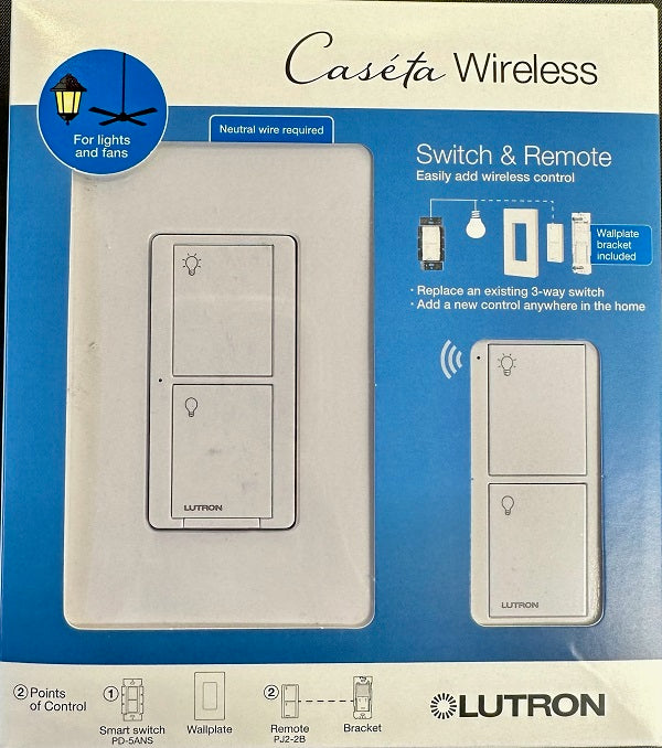 Lutron Caseta Wireless Switch and Remote P-PKG1WS-WH – Eagle Rock LED