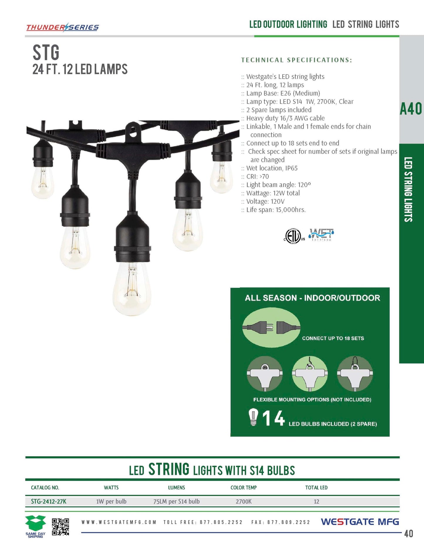 LED String Light STG-2412-27K - Westgate