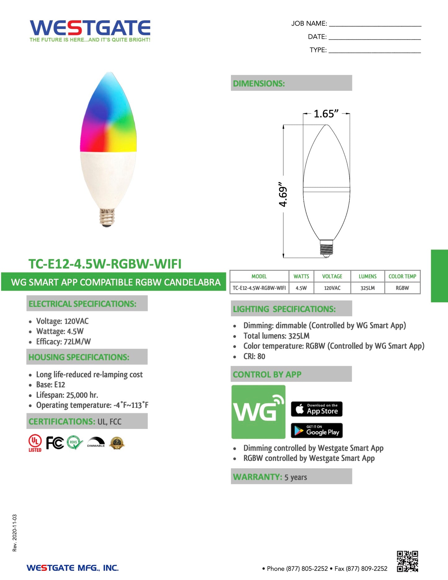 Smart RGBW Candelabra
