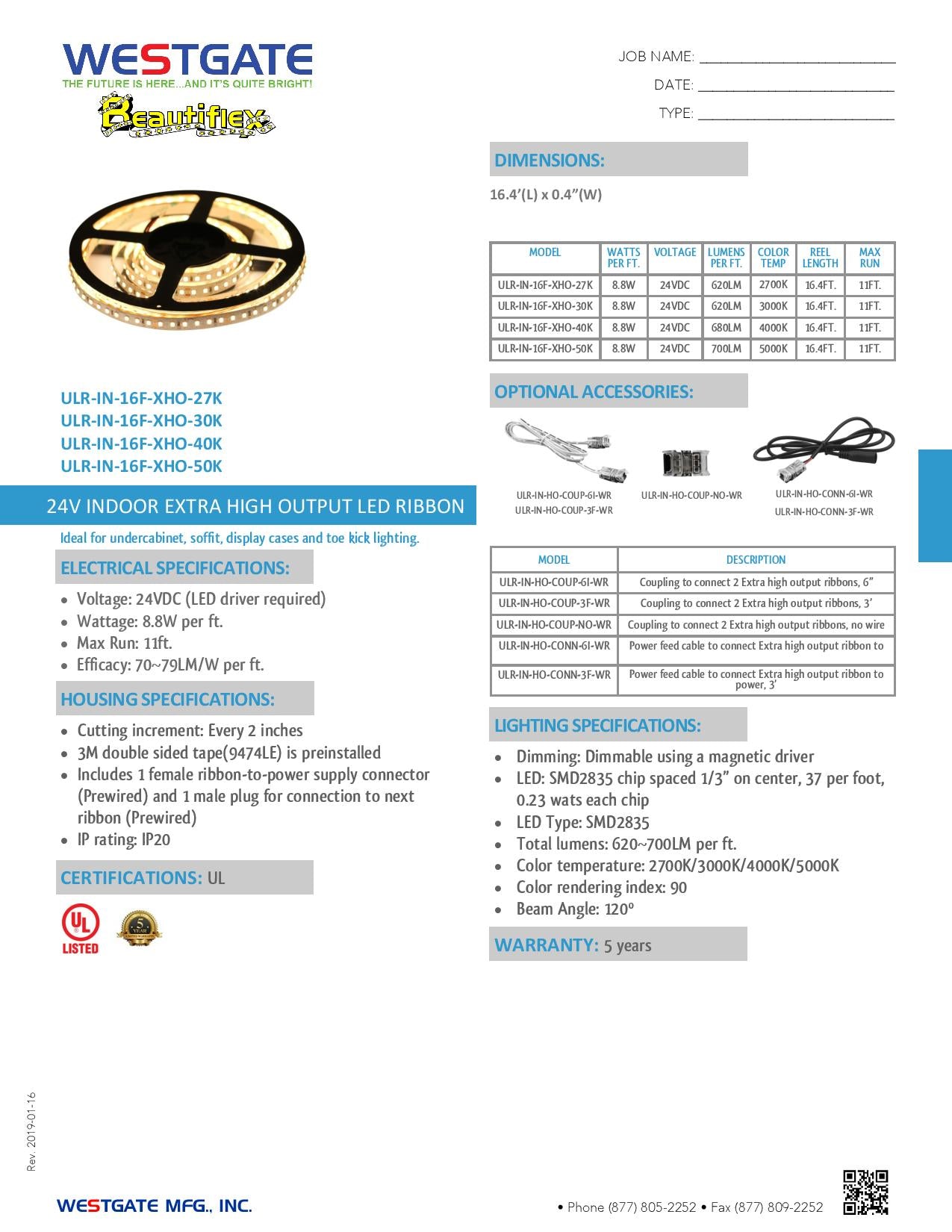 24V Indoor Extra High Output LED Ribbon - WESTGATE