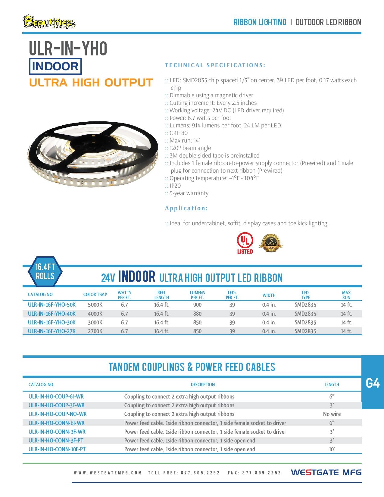 24V 3000K Indoor Ultra High Output LED Ribbon - WESTGATE