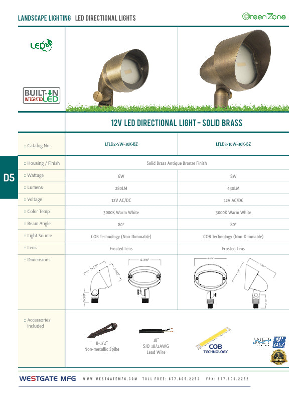 WESTGATE 12V LED Directional Light 8W