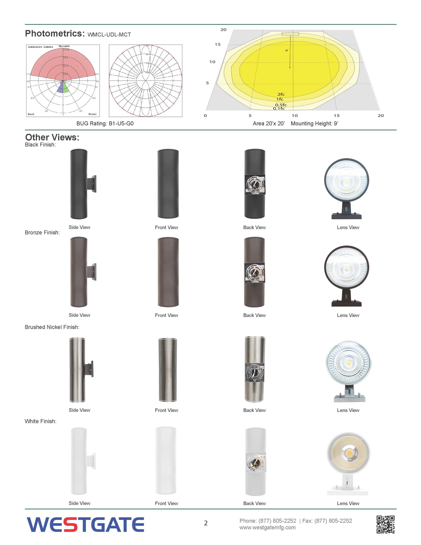 LED MCT Large Wall Mount Cylinder Lights