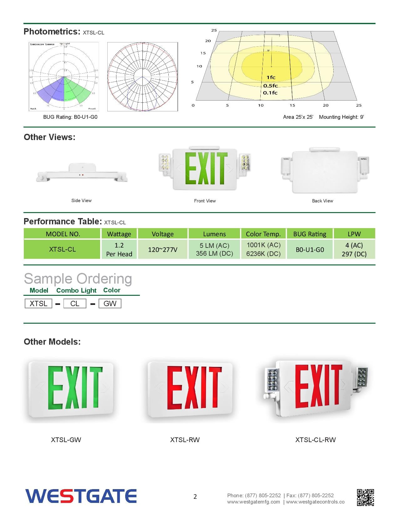 WESTGATE LED Super Slim Exit Sign with Adjustable Heads
