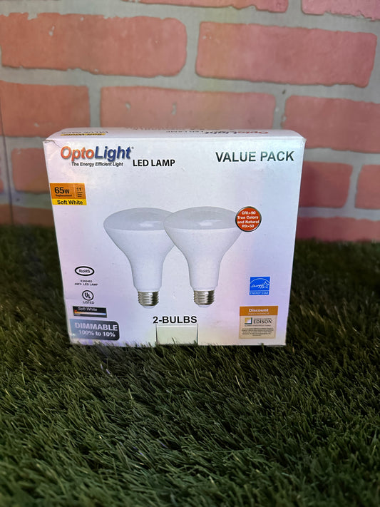 OptoLight LED Dimmable BR30 Light Bulbs 11W 2700K (2 Bulbs)