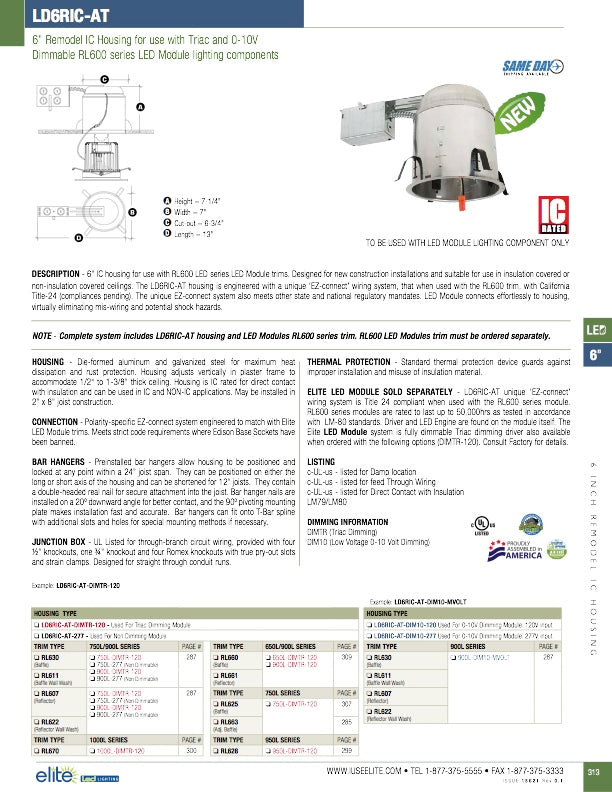 6 Inch LED Recessed Remodel Housing Dimmable
