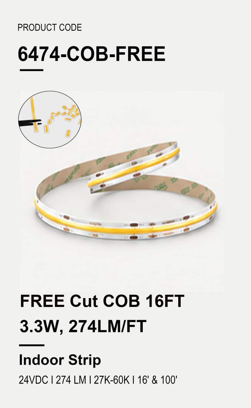 Free Cutting COB 16FT 3.3W, 274LM/FT
