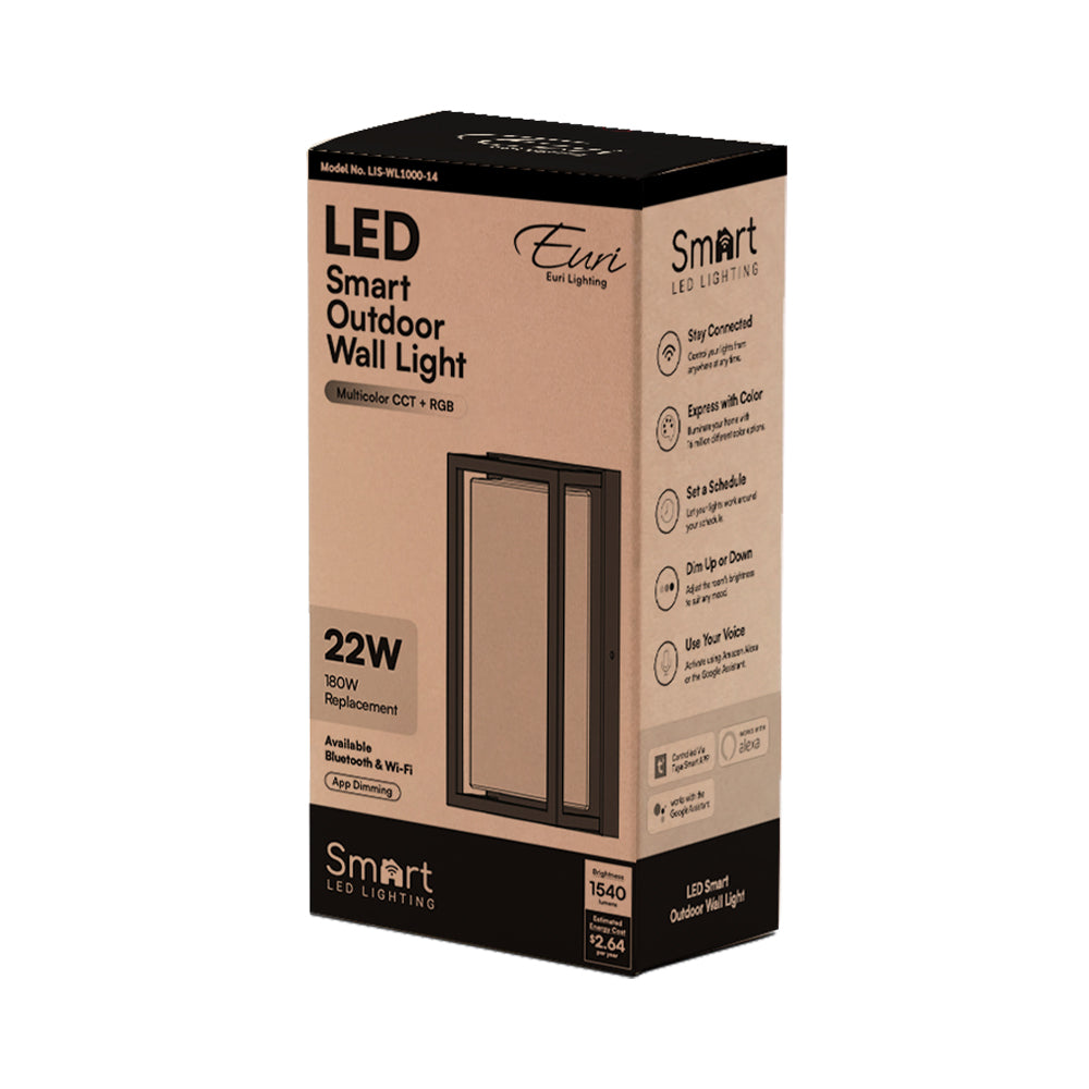 Outdoor Wall Light, CCT+RGB, Dimmable, Mobile App Controlled Smart LED