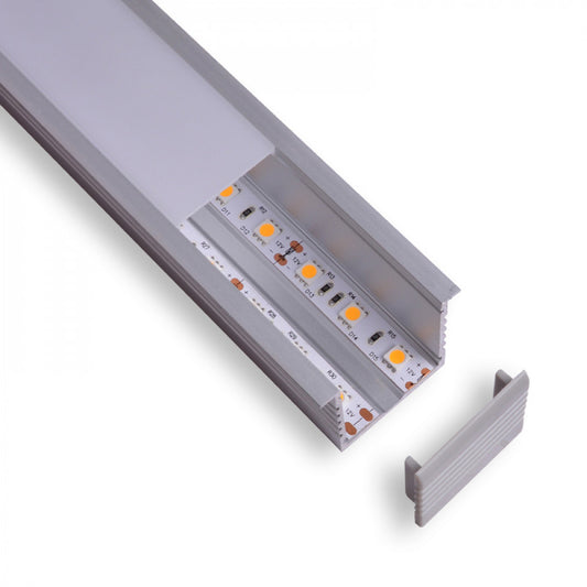 1-3/4" Deep Square Led Aluminum Channel W/ Trim -9622-W