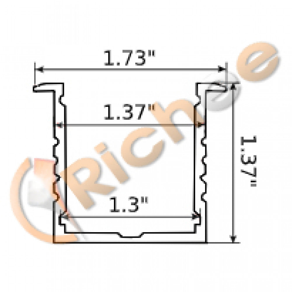 1-3/4" Deep Square Led Aluminum Channel W/ Trim -9622-W