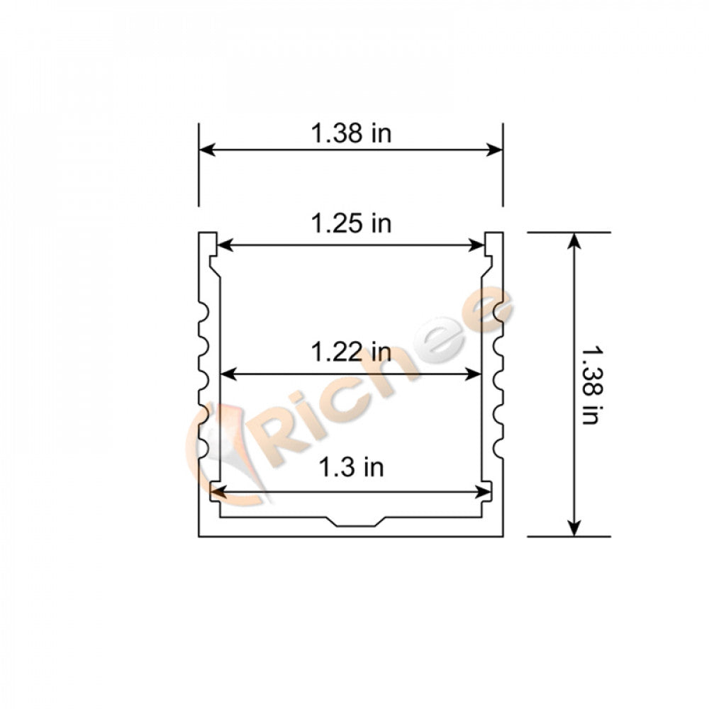 1-3/8" Deep Square Led Aluminum Channel - 9622