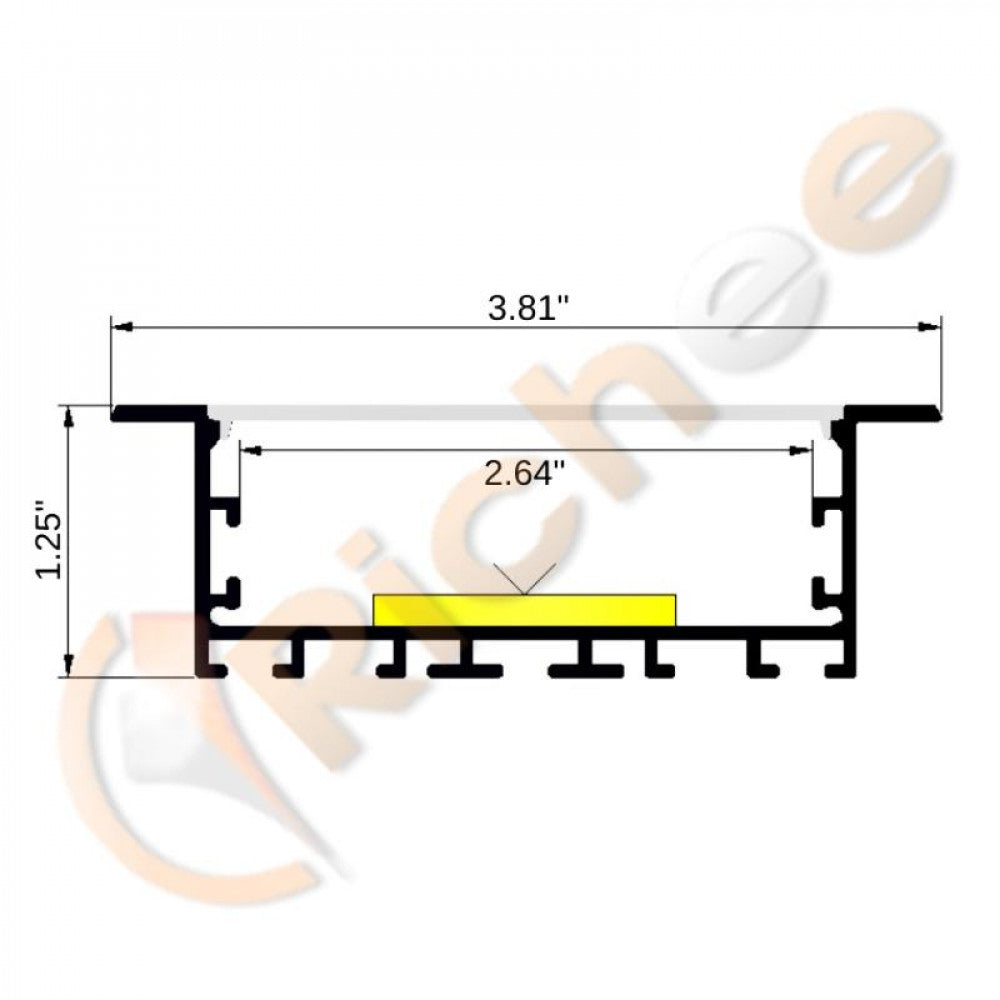 3-13/16" Wide Recessed Led Aluminum Channel W/ Trim