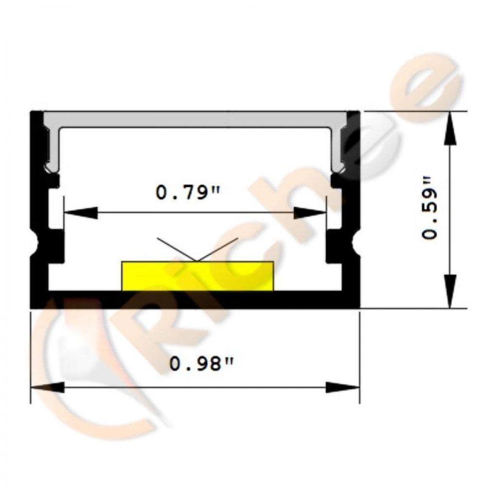1" Wide Deep Flat Led Aluminum Channel -  9637-Flat