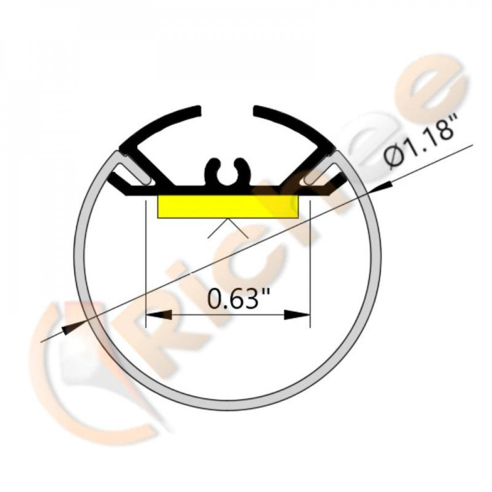 1-1/8" Round Pendant Led Aluminum Channel - 9650