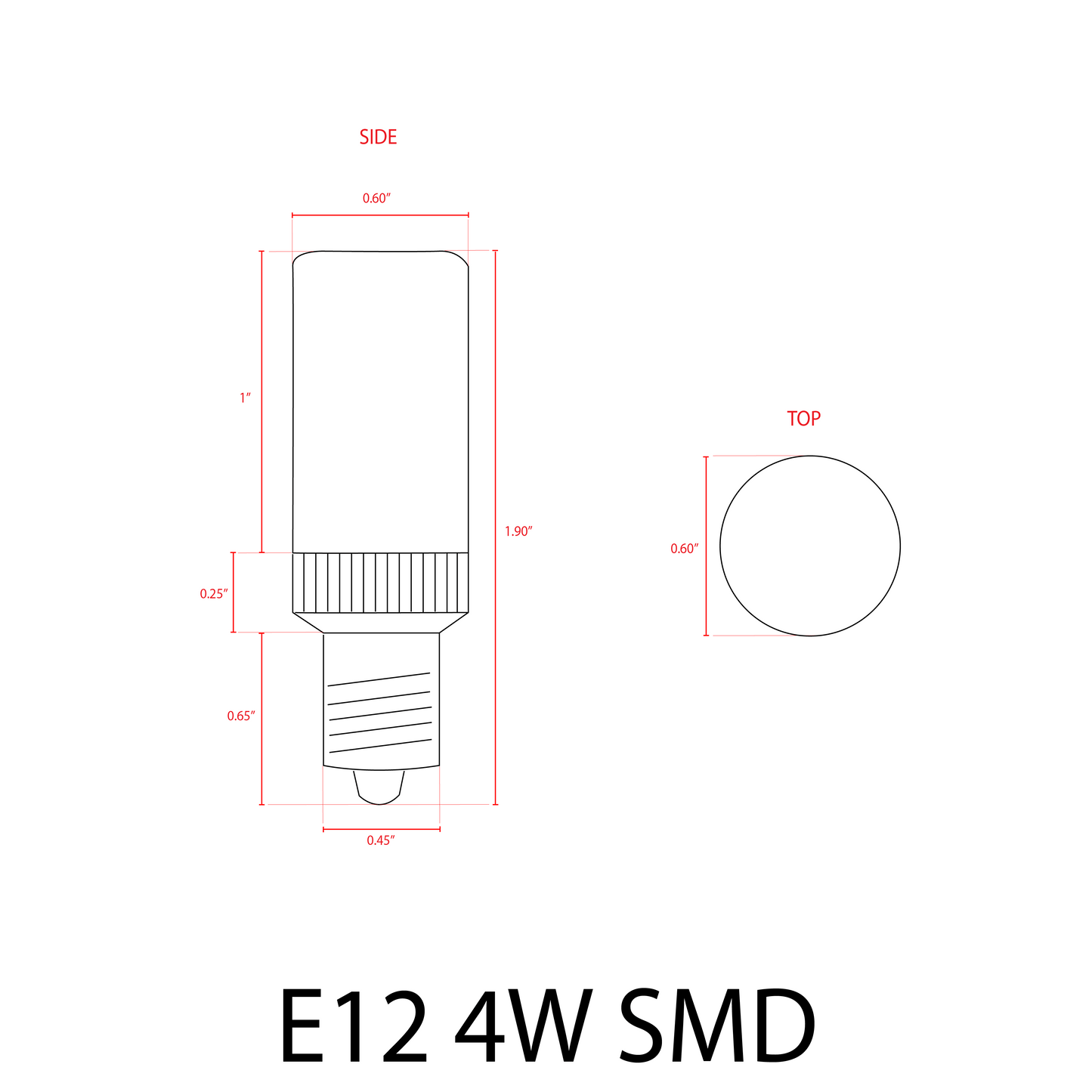 E12 4W SMD LED Bulb 12V
