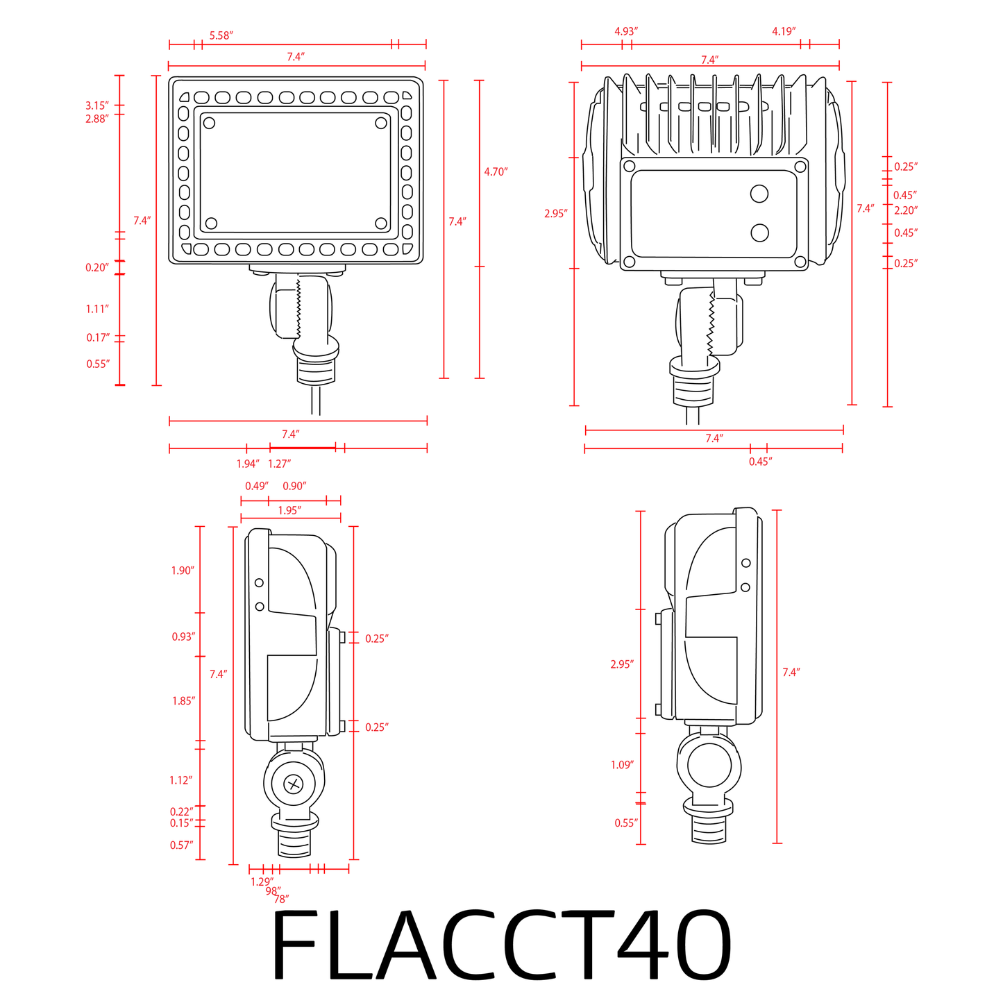 FLACCT40-INTEGRATED 3CCT ALUMINUM FLOOD LIGHT