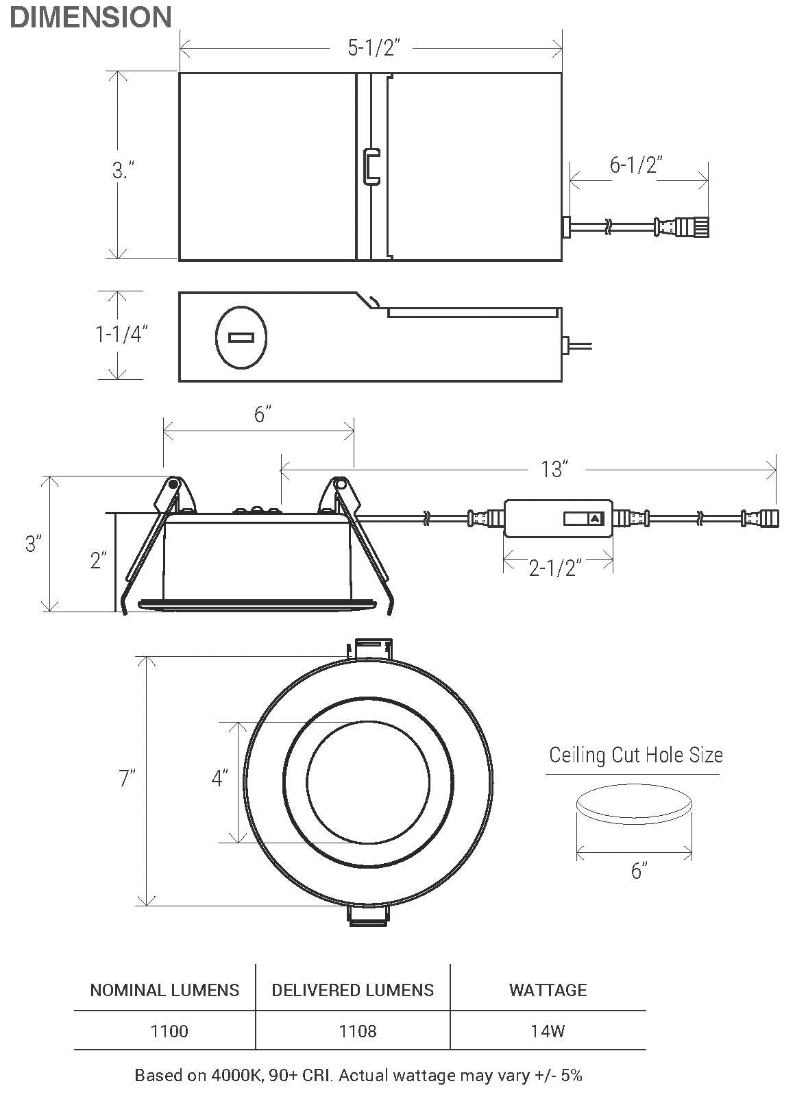 6 Inch Fire Rated Round Slim LED with Easy Color SeleCCTor - FS-RL640-CCT