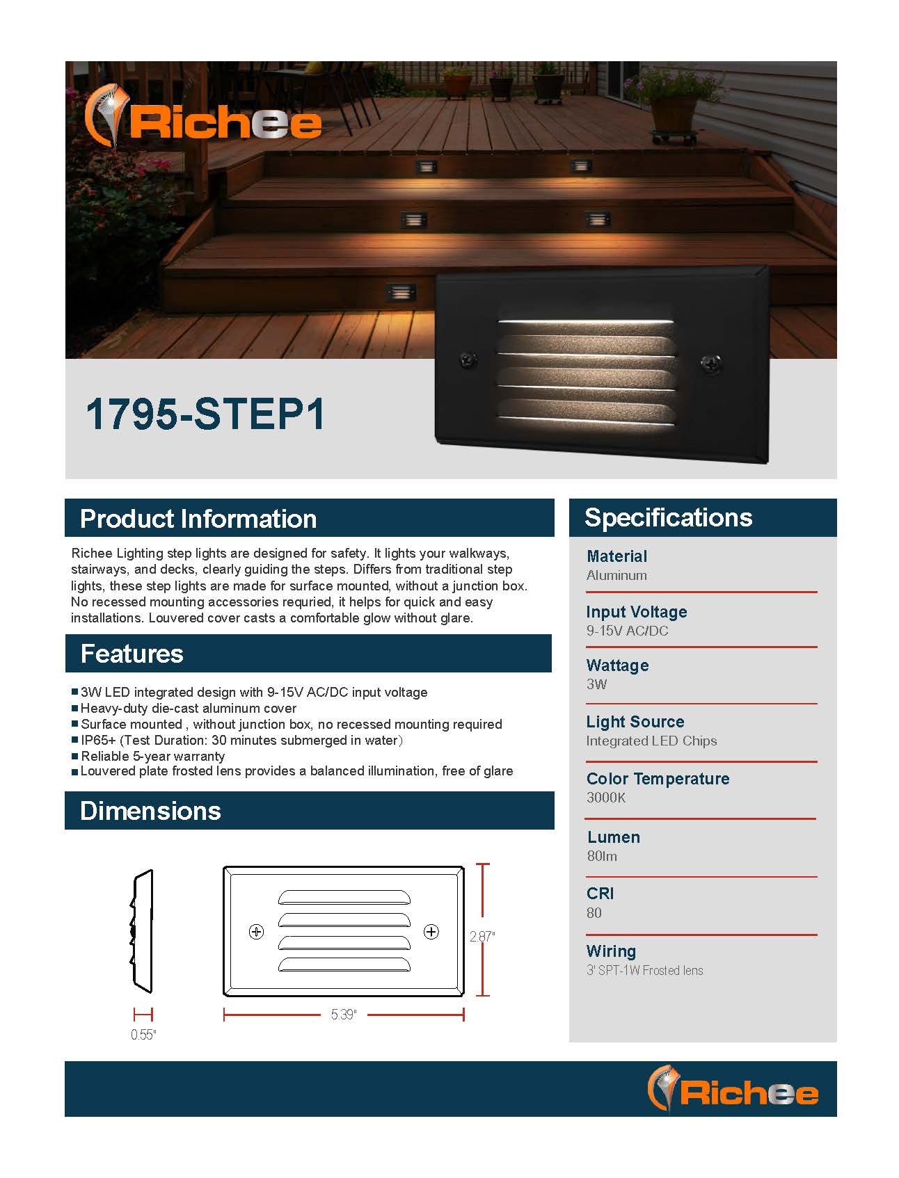 Surface Mount Step Light 3W