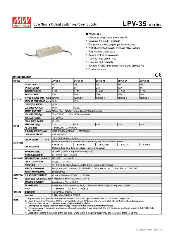 5V Waterproof Power Supply