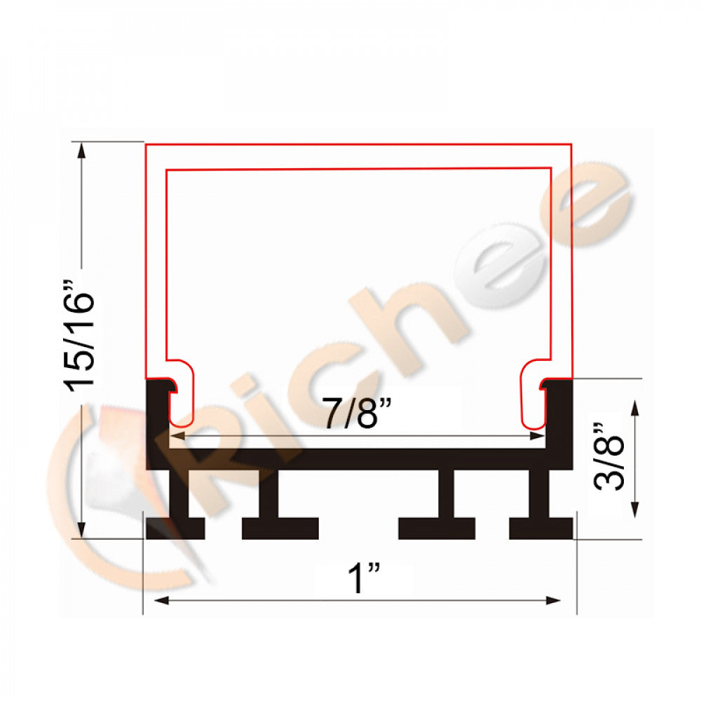 1" Big Square Top LED Aluminum Channel