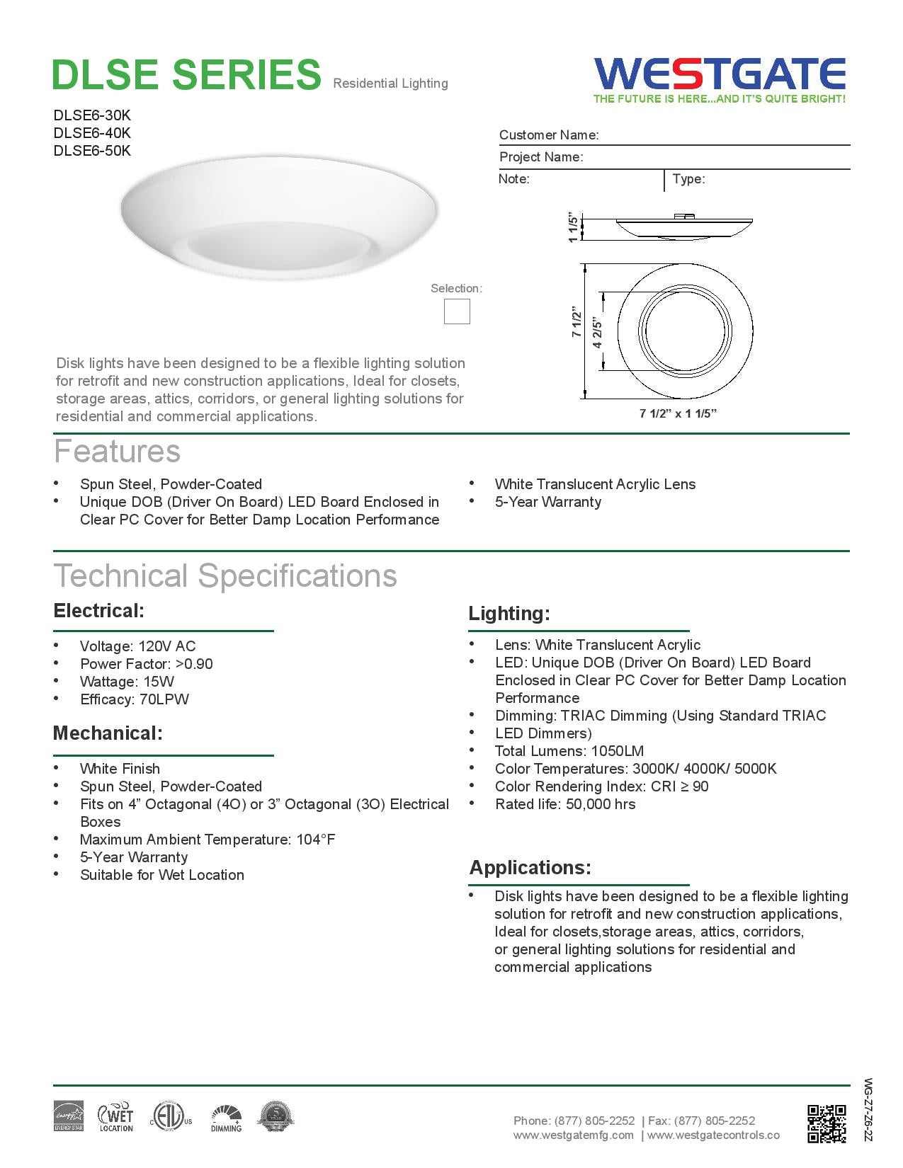 WESTGATE LED Economy Disk Lights