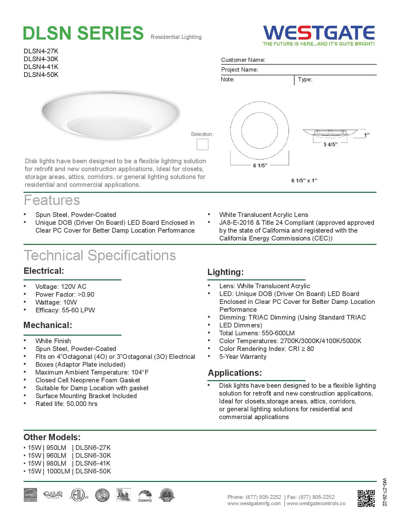LED J-Box Mounting Disc Lights - Westgate