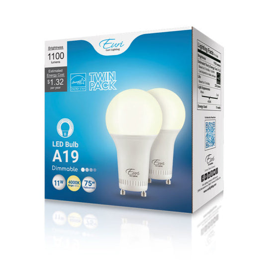 A19 LED Bulb GU24 Base 4000k