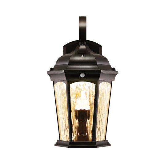 LED Flickering Flame Lantern w/Dual Security Light (Bronze)  -  EFL-130W-MD