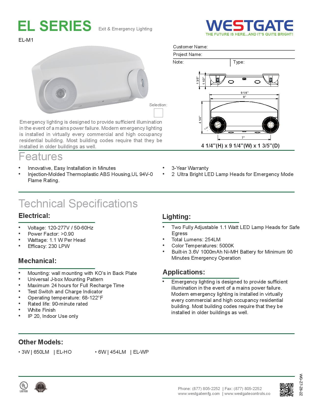 LED 2-Head Mini Emergency Light - WESTGATE