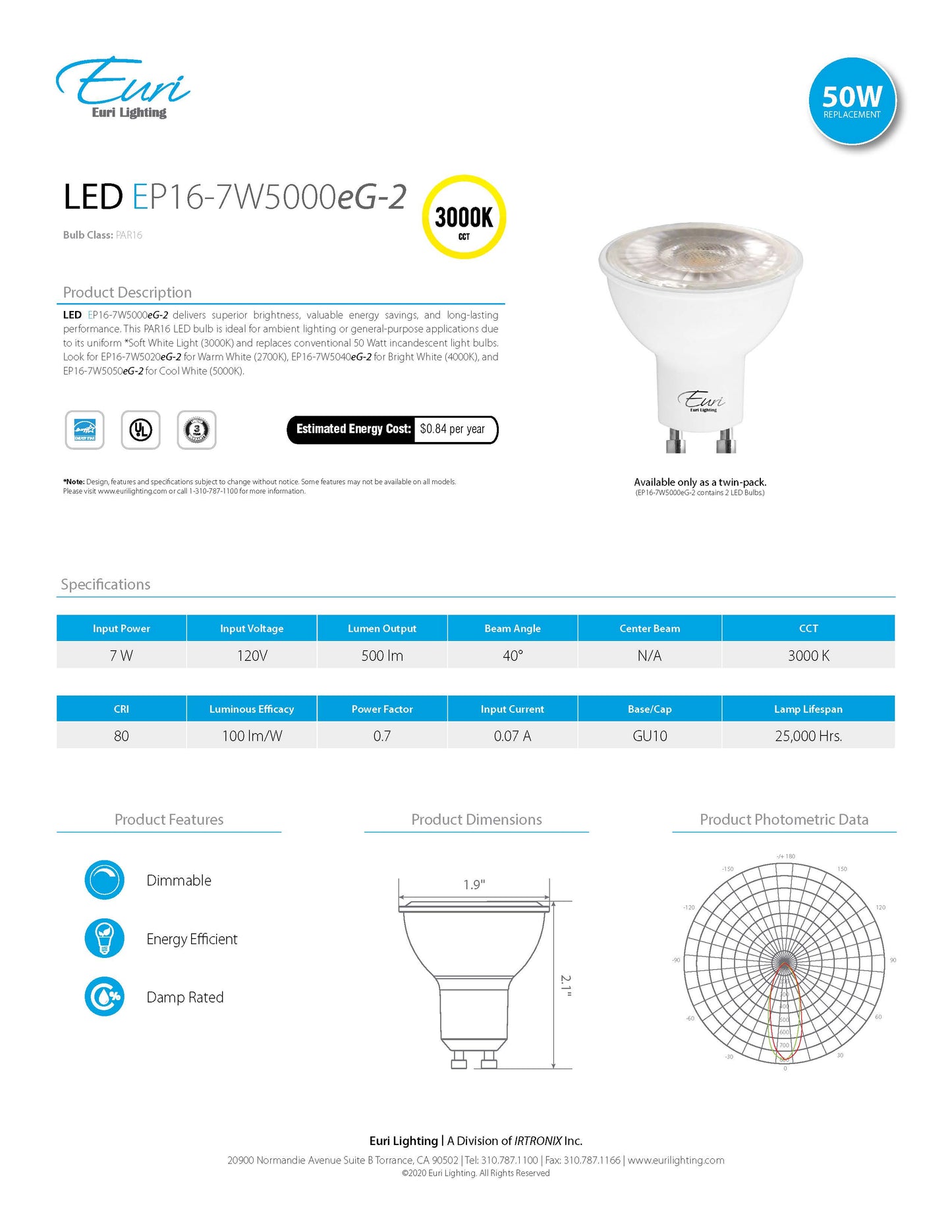 PAR16 LED spot bulbs