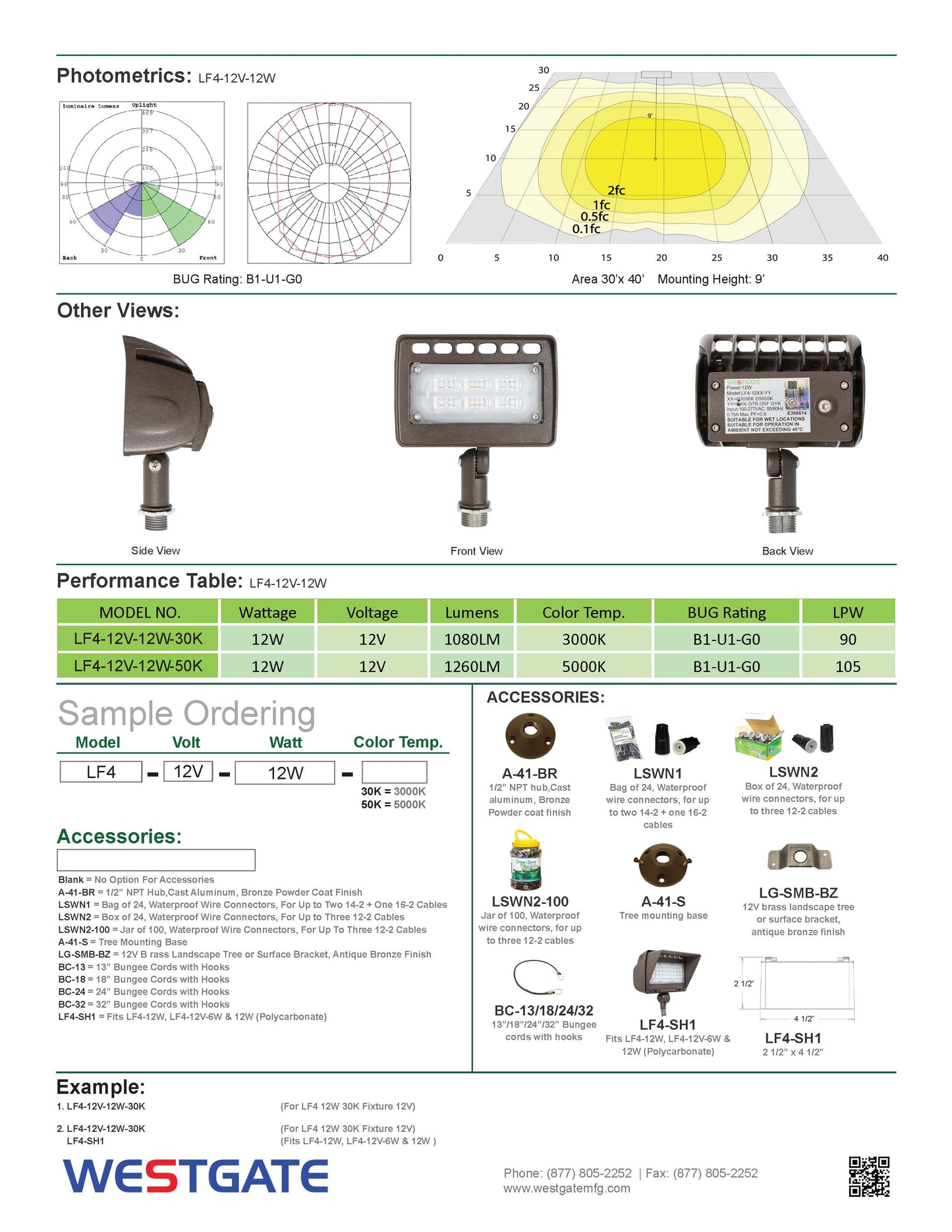 12V LED Flood Light 12W 3000K