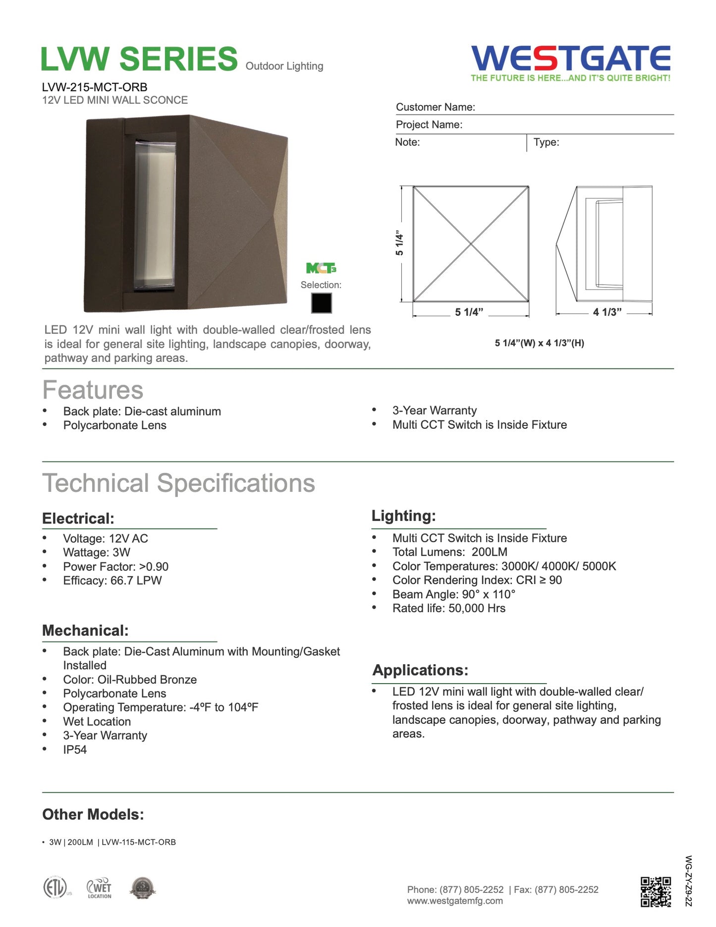 LED Outdoor Wall Light - WestGate